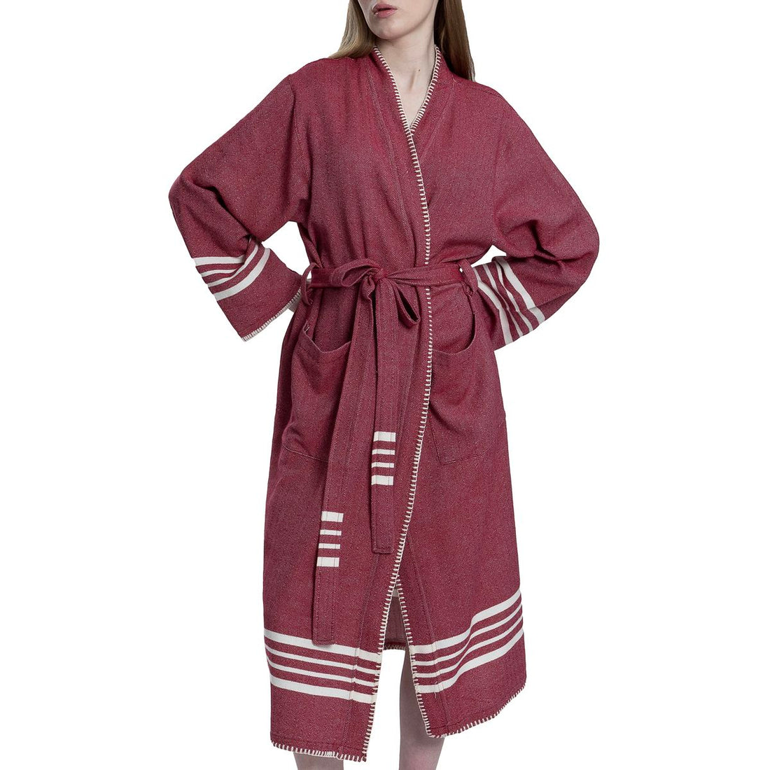 Organic Turkish Cotton Kimono Bathrobe – Lightweight Spa & Home Robe