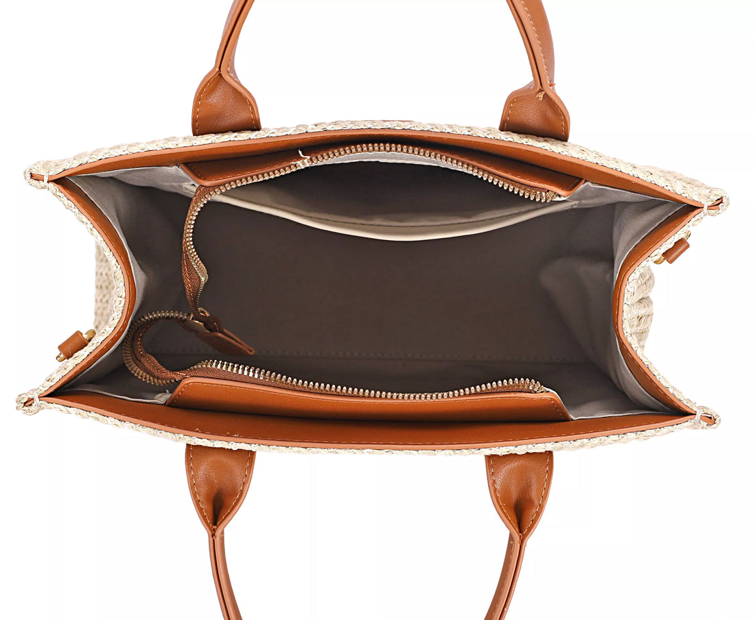 David Jones Square Woven Tote Handbag