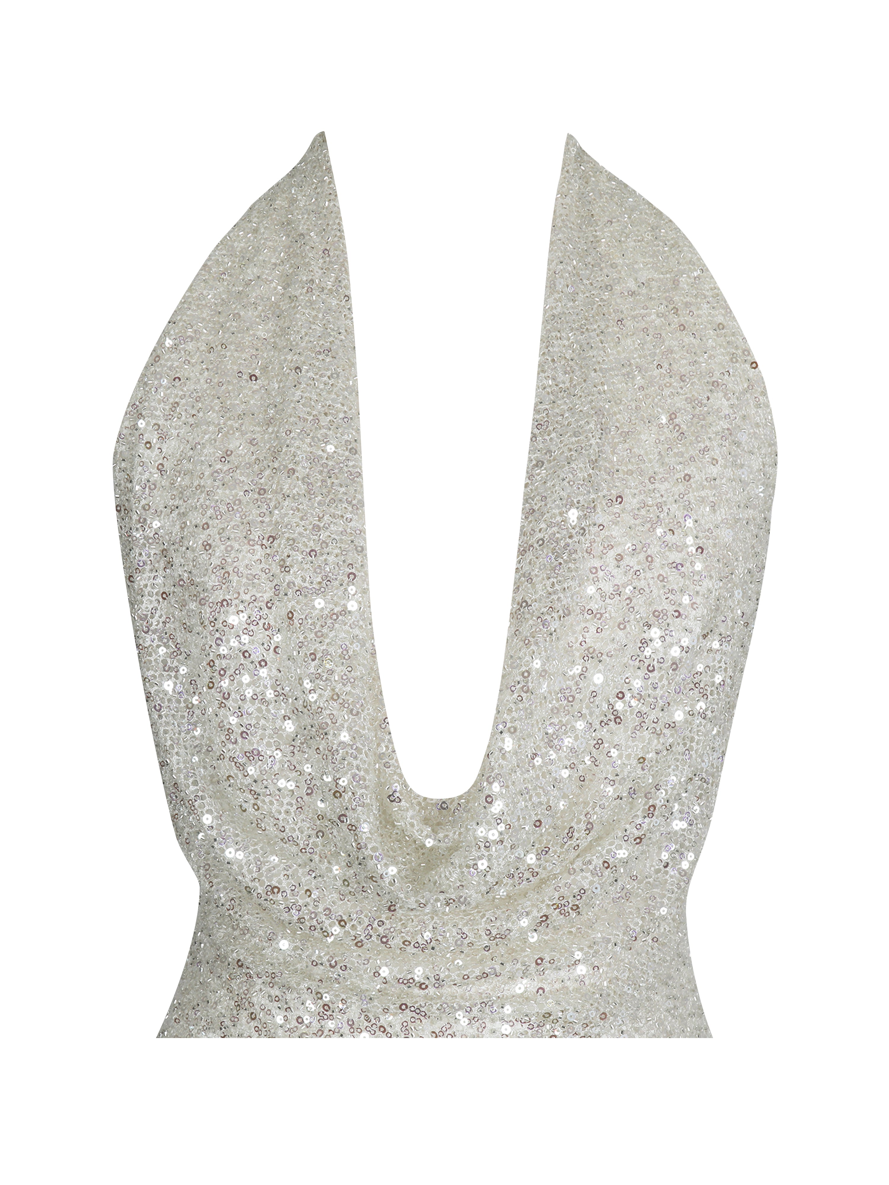 Niamh Golden Beaded Cowl Halter Backless Maxi Dress