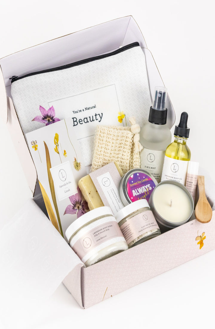 Spa Gift Box, Natural Lavender Bath & Body Relaxing Package for Friend