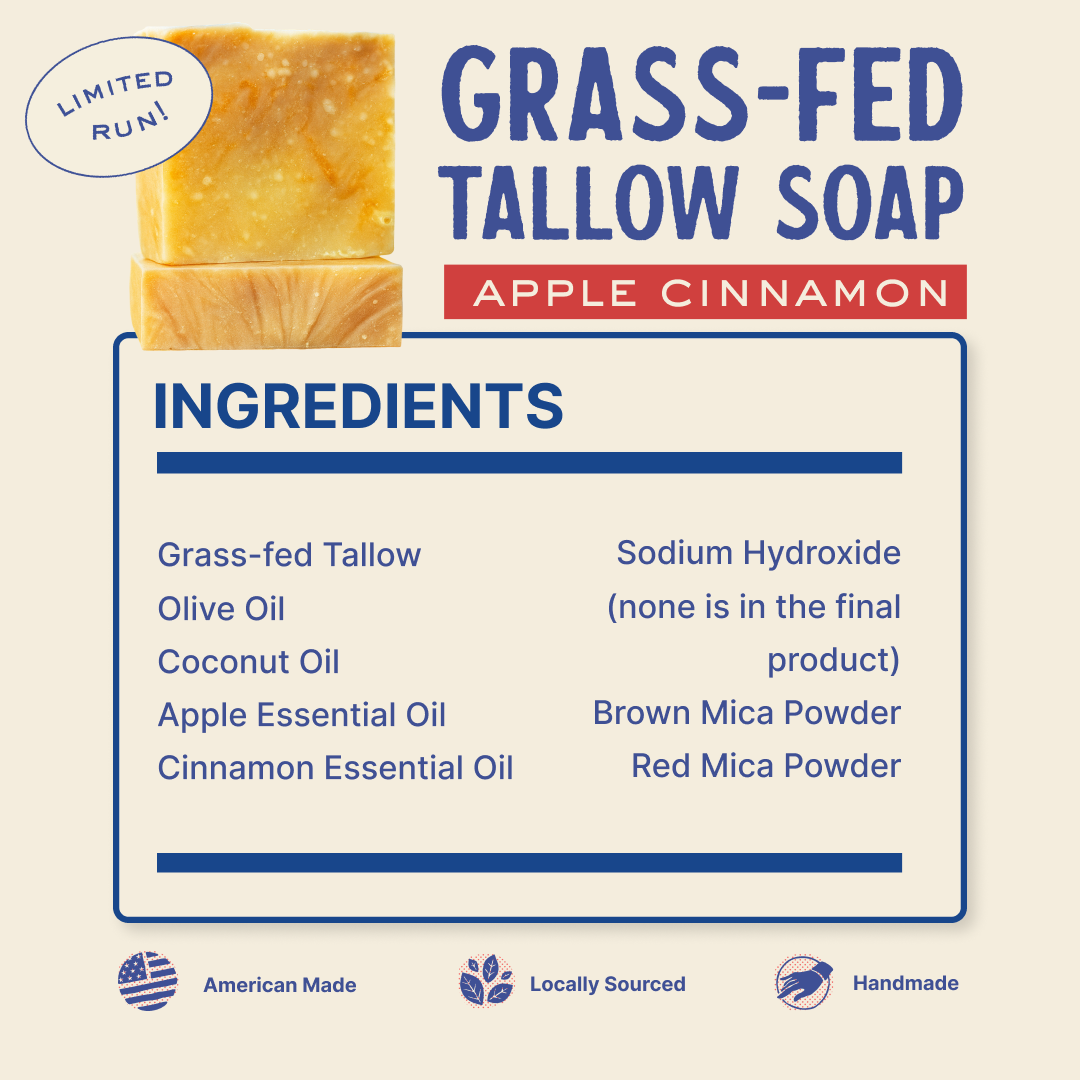 Papabear’s Grass-Fed Tallow Soap Bars – Non-Toxic Cold-Process Soap with Organic Essential Oils | Pumpkin Spice, Apple Cinnamon, Christmas Tree, Gingerbread & Candy Cane
