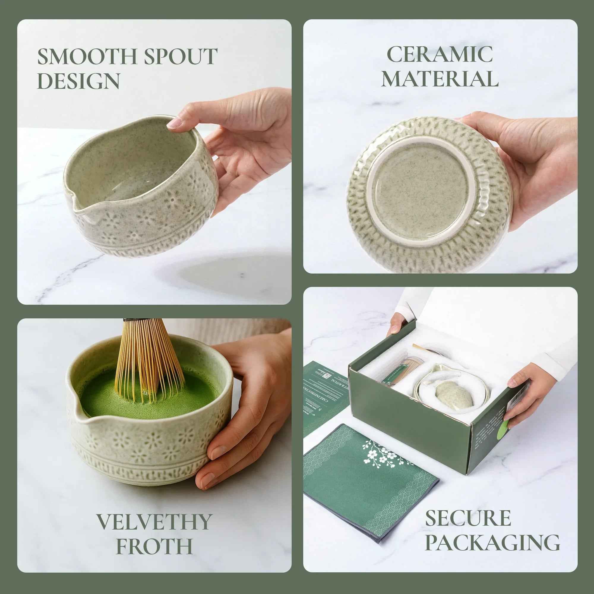 Strabella Matcha Whisk Set – Premium Bamboo Whisk & Ceramic Bowl Holiday Gift Set