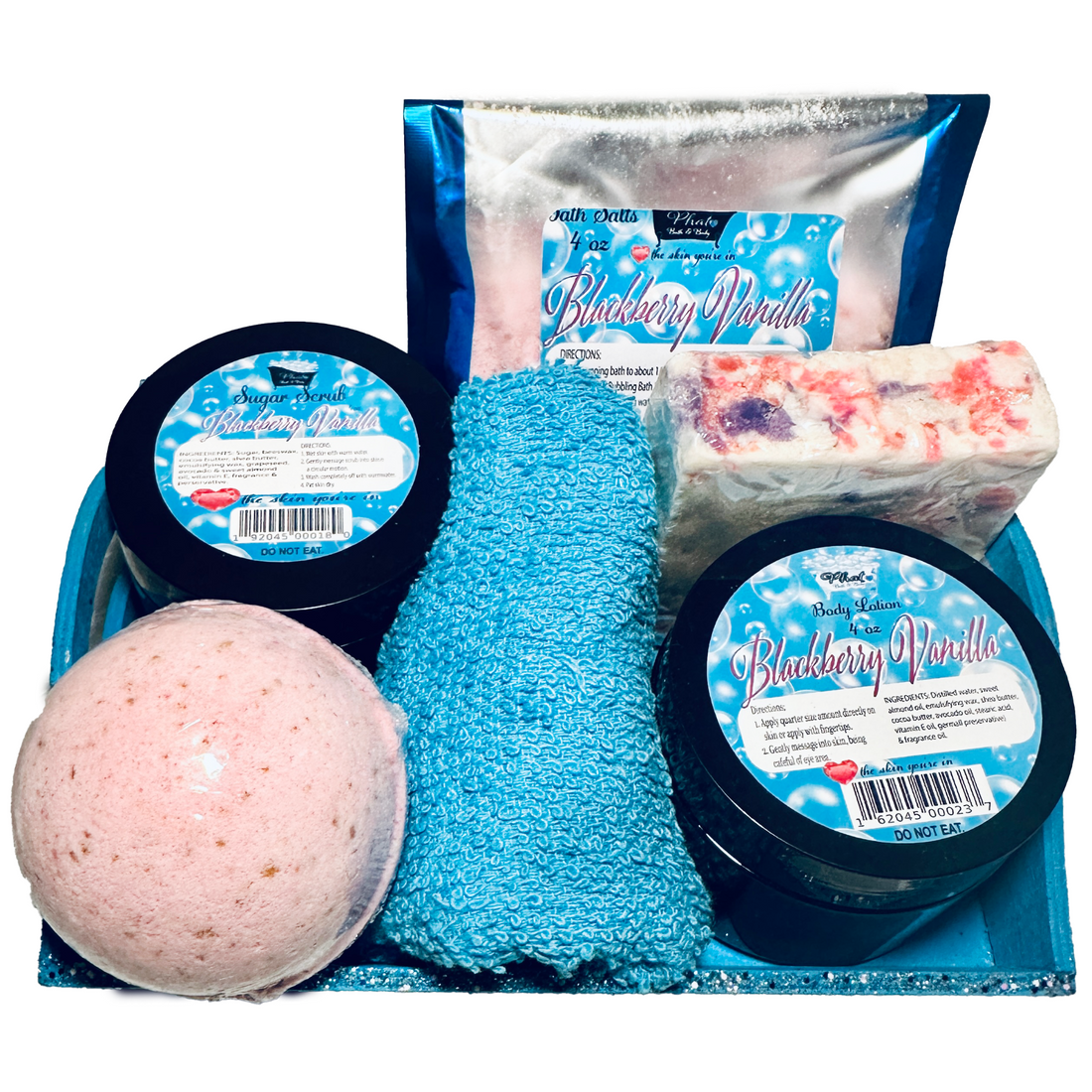 Blackberry Vanilla Natural Bath and Body Gift Set Body Lotion Sugar Scrub Natural Soap Shower Steamer