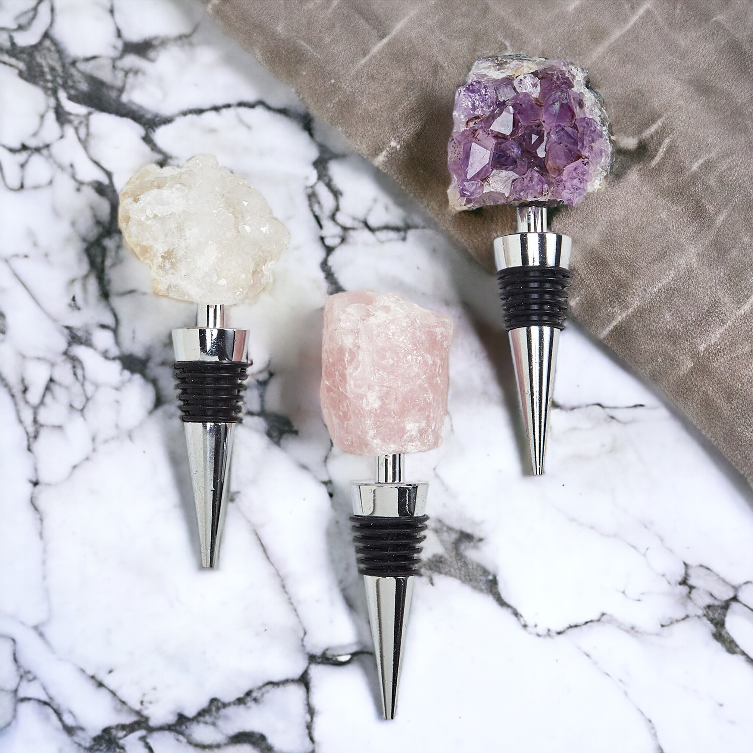 Natural Stone Wine Bottle Stoppers Set Decorative Bougie Bottle Stopper Gifts For Wine Lovers