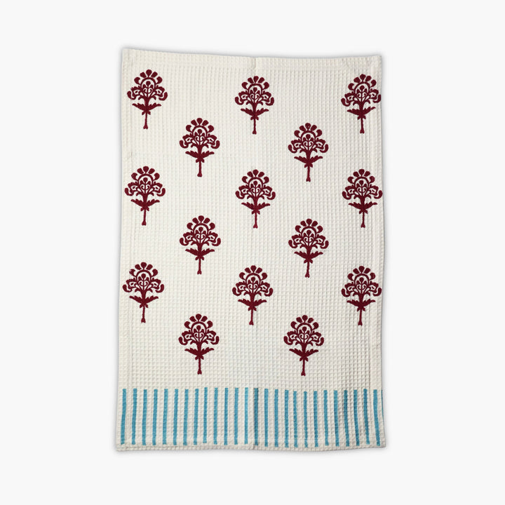 Harmony Cotton Waffle Kitchen Towels - Red Dahlia