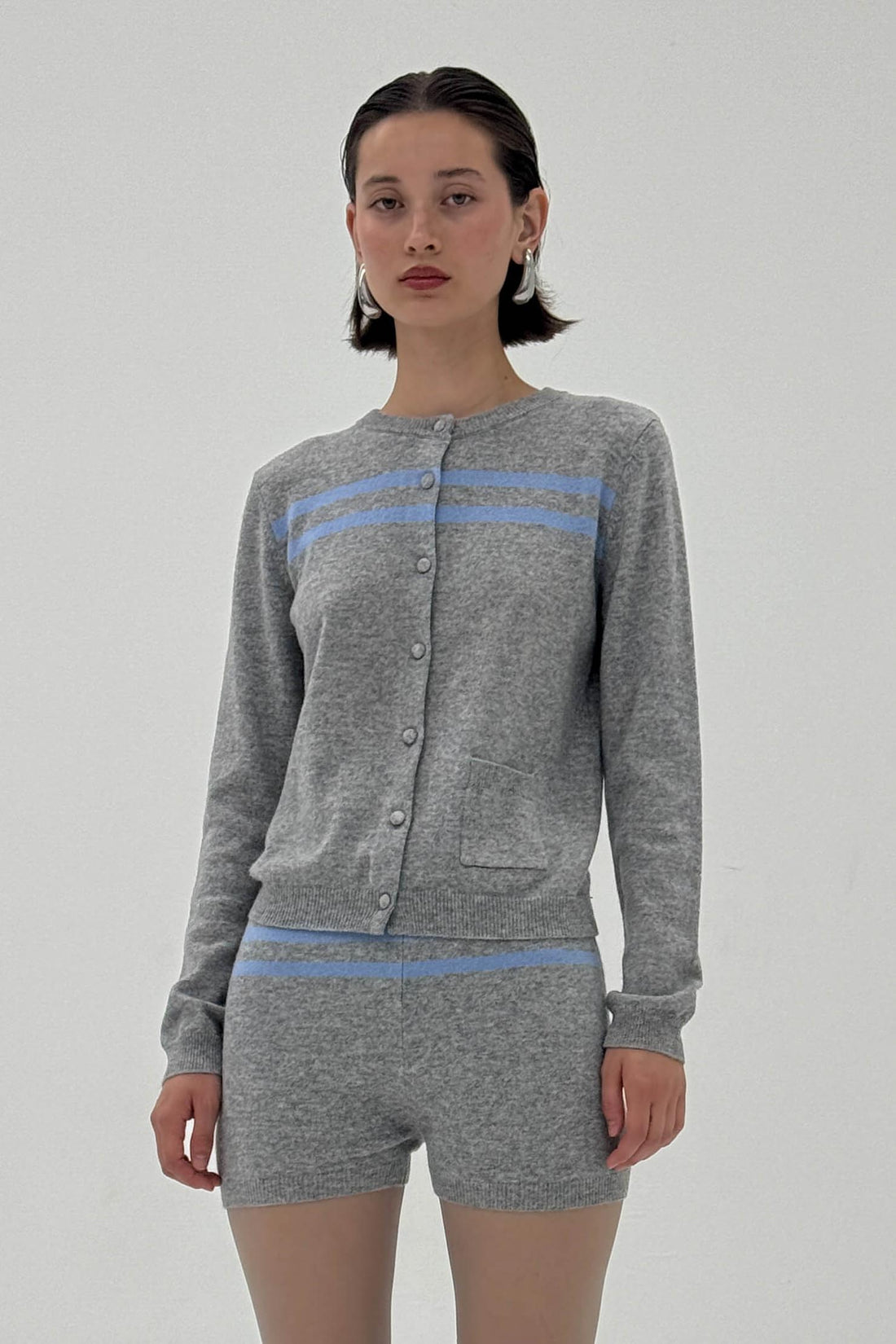 Cashmere Wool Stripe Cardigan