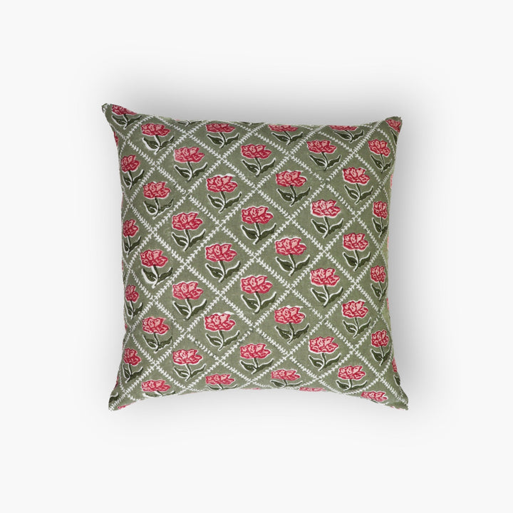 Noor Throw Pillow Cover - Olive & Pink