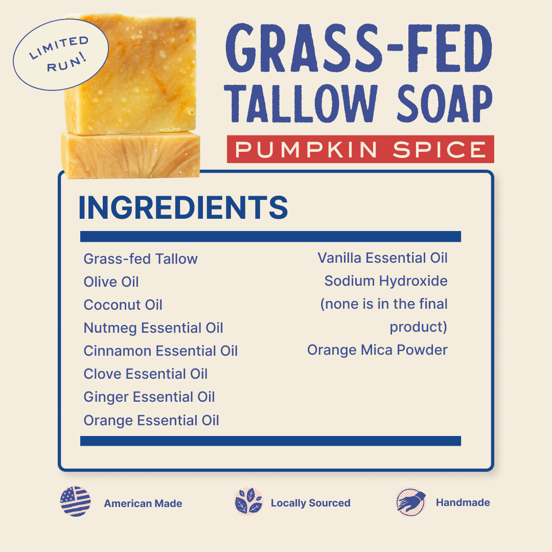 Papabear’s Grass-Fed Tallow Soap Bars – Non-Toxic Cold-Process Soap with Organic Essential Oils | Pumpkin Spice, Apple Cinnamon, Christmas Tree, Gingerbread & Candy Cane