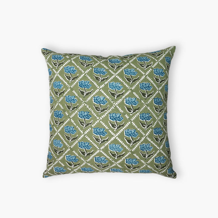 Noor Throw Pillow Cover - Olive & Blue