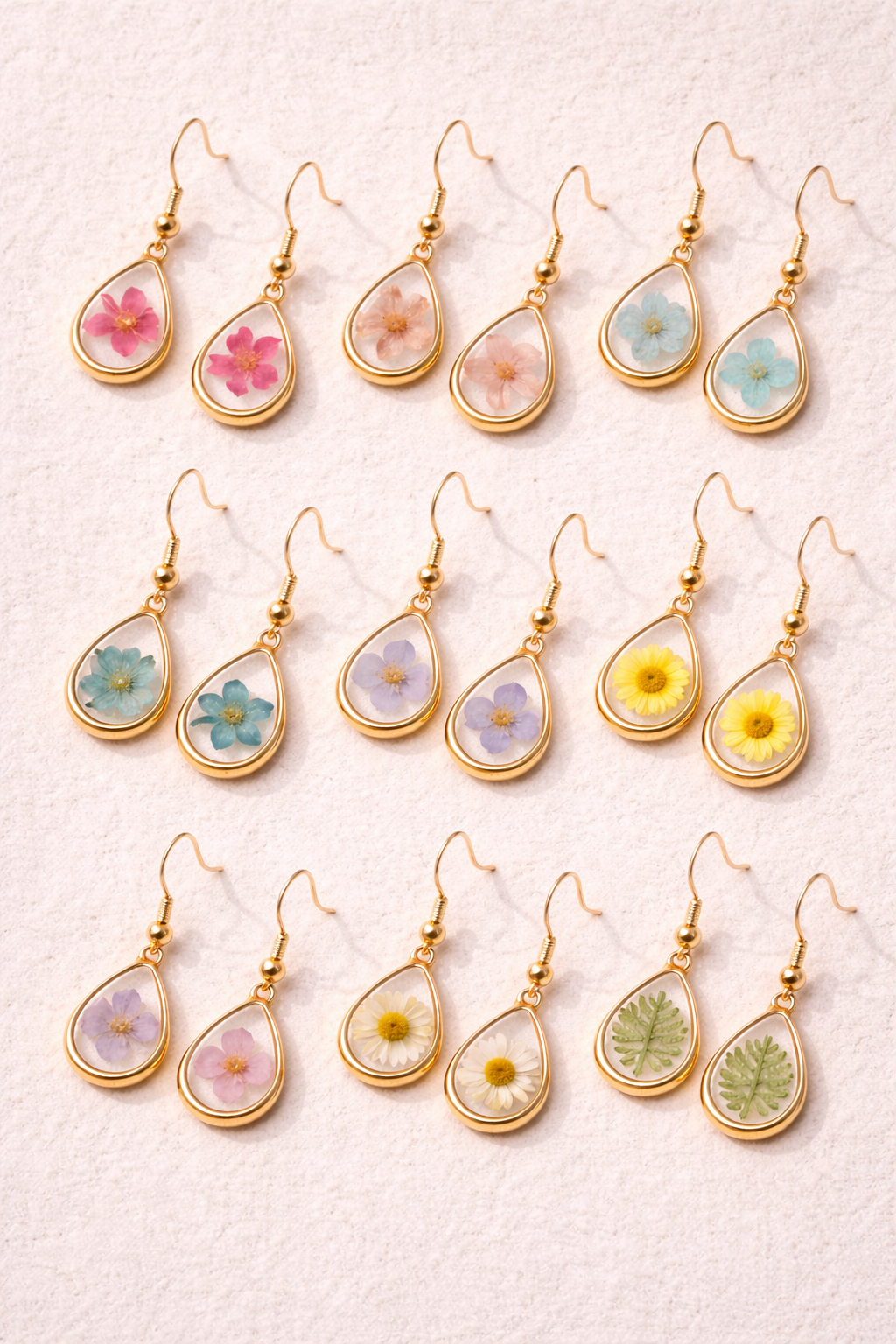 Wildflower Gold Dangle Earrings Large Pendant