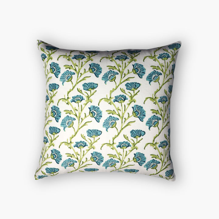 Bella Throw Pillow Cover - Olive Green & Blue