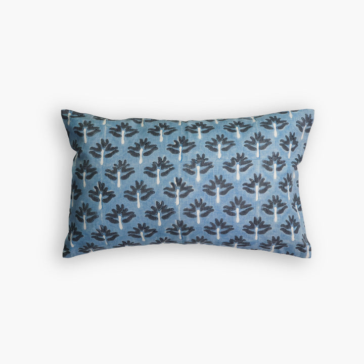 Zeenat Lumbar Throw Pillow Cover - Steel Blue