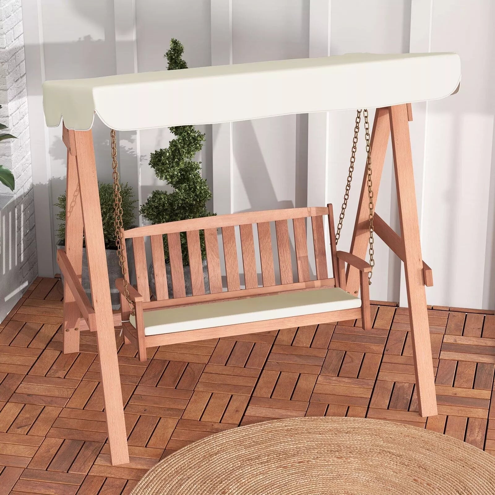 Donald Outdoor Wooden Darden Swing Chair