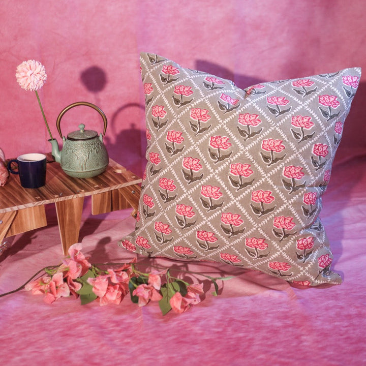 Noor Throw Pillow Cover - Olive & Pink